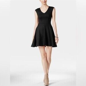 Bar III black cap sleeve fit and flare dress size medium